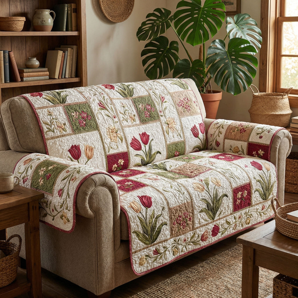 Country Tulip Meadow Sofa Cover
