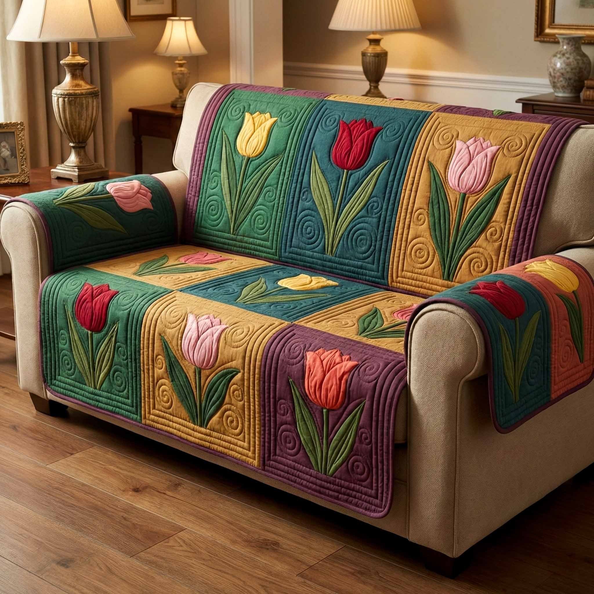 Country Tulips Sofa Cover