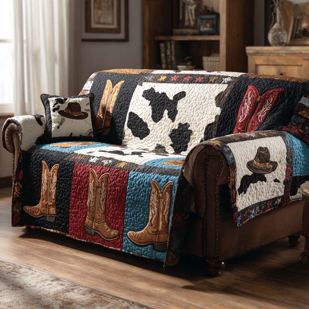 Cowboy Boot Parade Sofa Cover