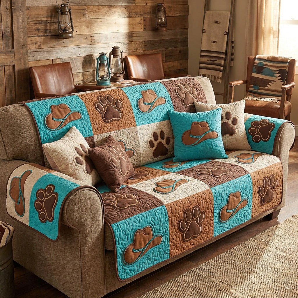 Cowboy Pawprint Sofa Cover