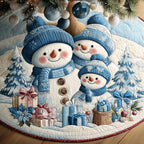 Cozy Blue Snow Family Christmas Tree Skirt