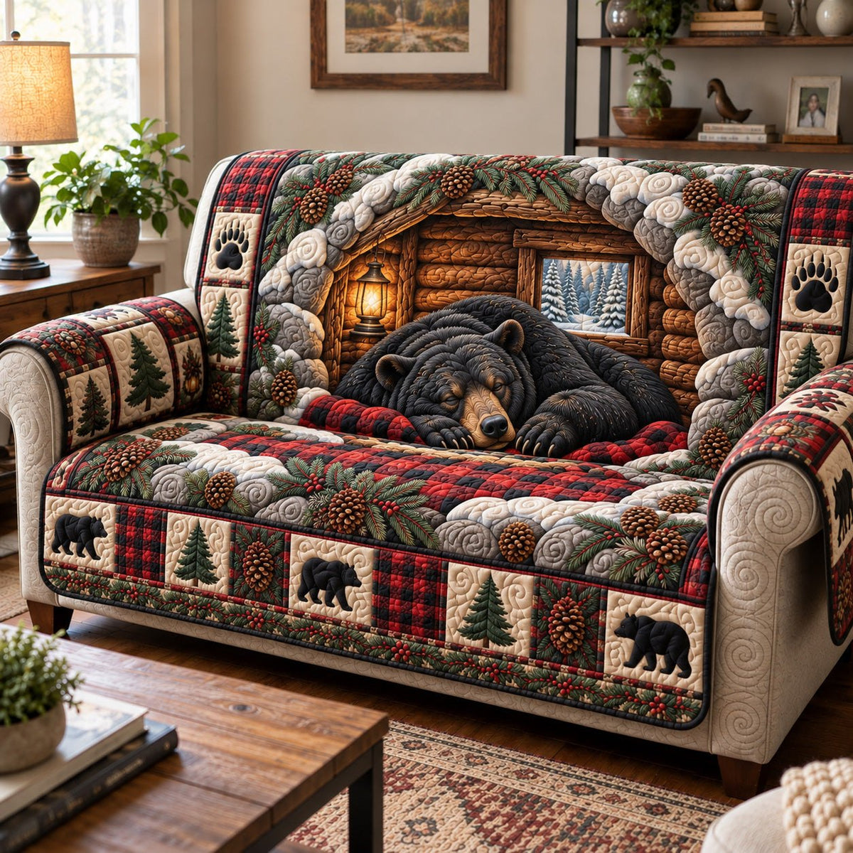 Cozy Cabin Bear Sofa Cover