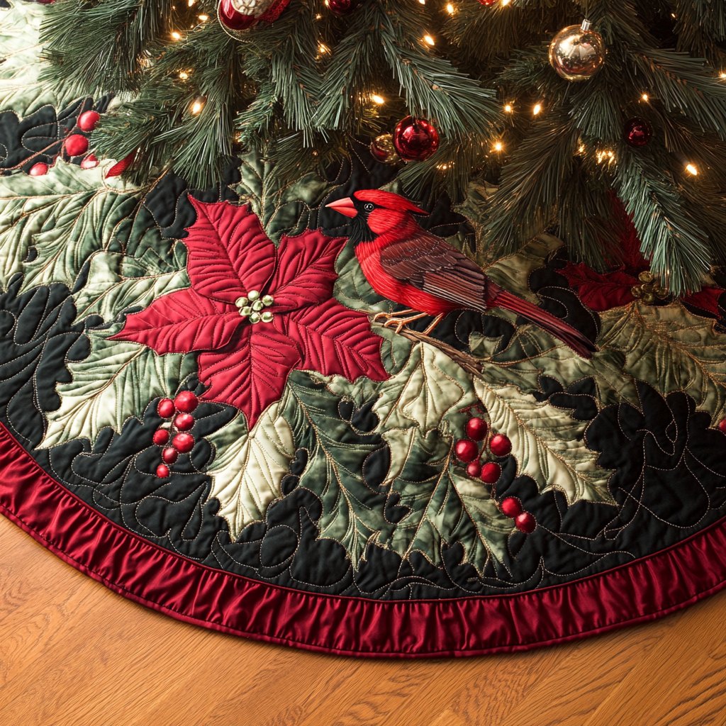 Cozy Cardinal Christmas Tree Skirt