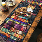 Cat Napping on a Bookshelf Table Runner
