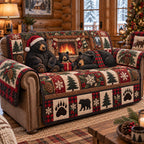 Cozy Christmas Bears Sofa Cover