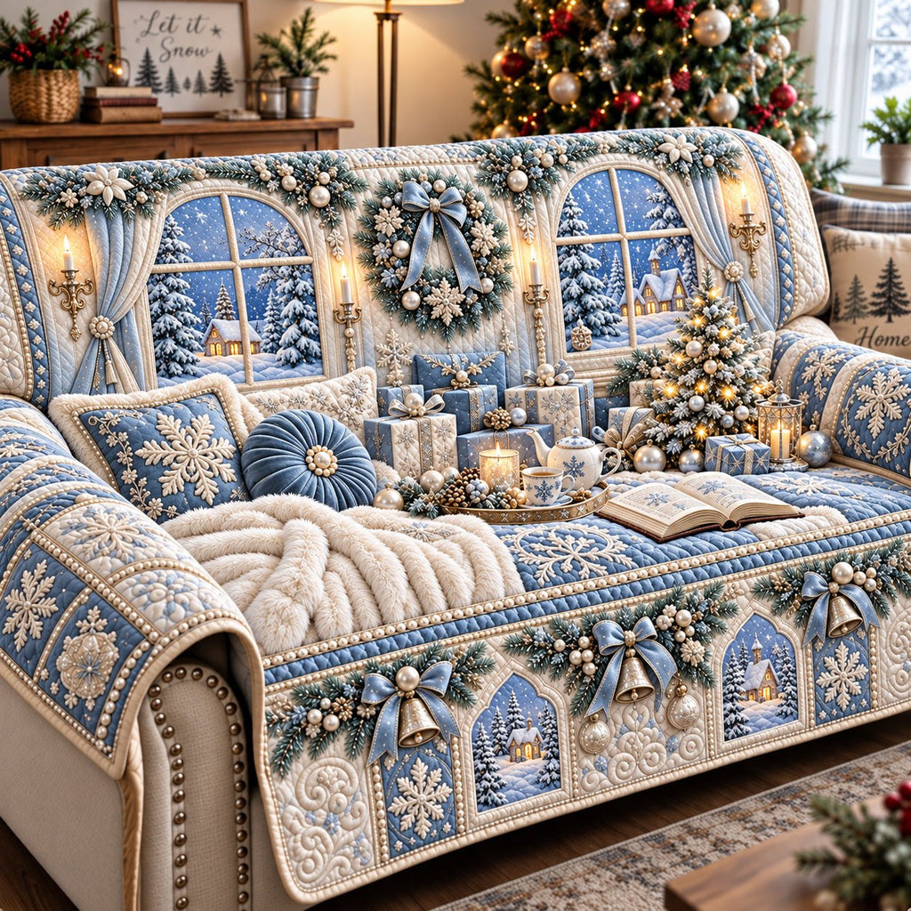 Frosted Blue Window Seat Sofa Cover