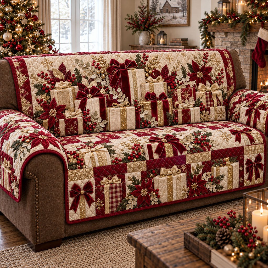 Cozy Christmas Cottage Sofa Cover
