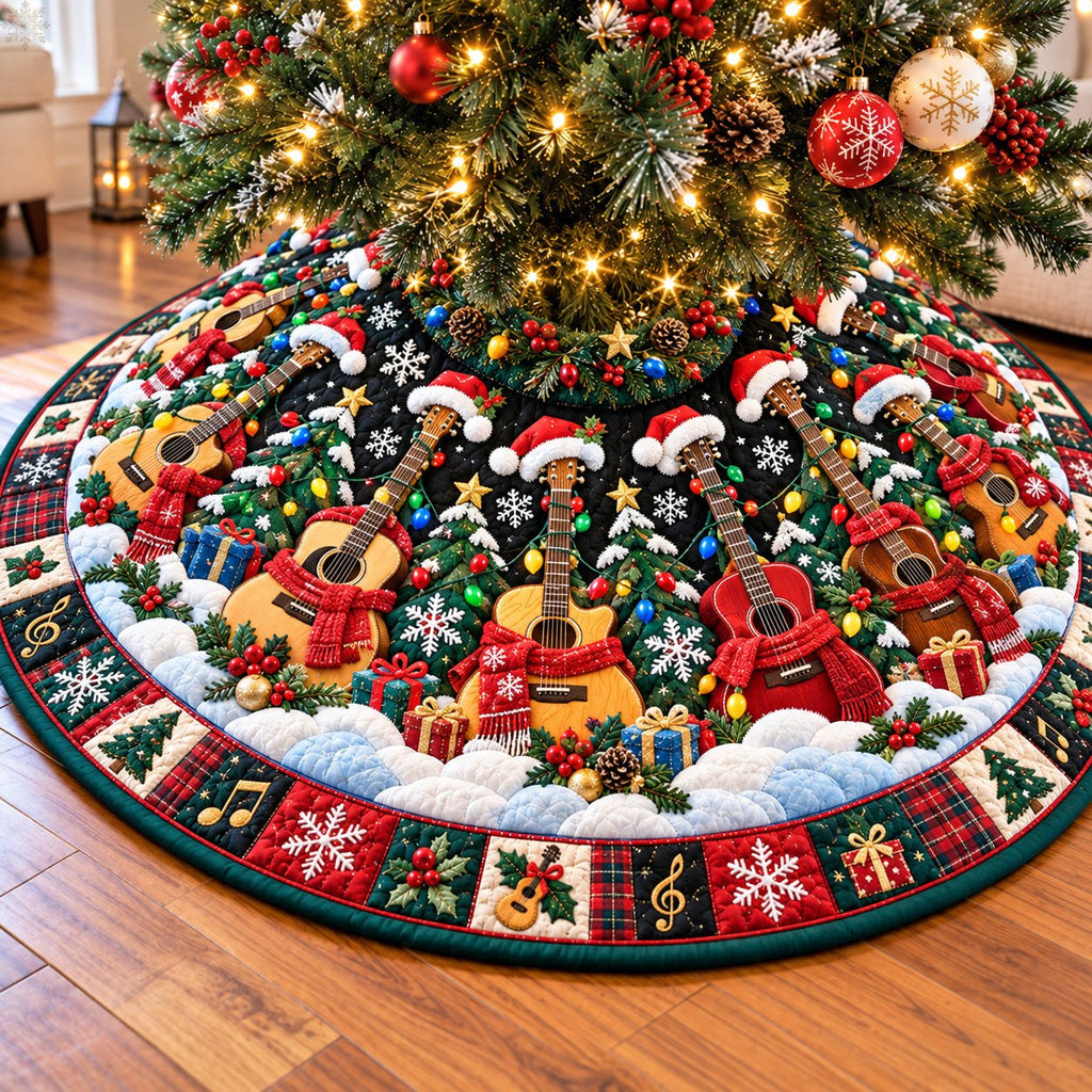 Cozy Christmas Guitar Band Christmas Tree Skirt