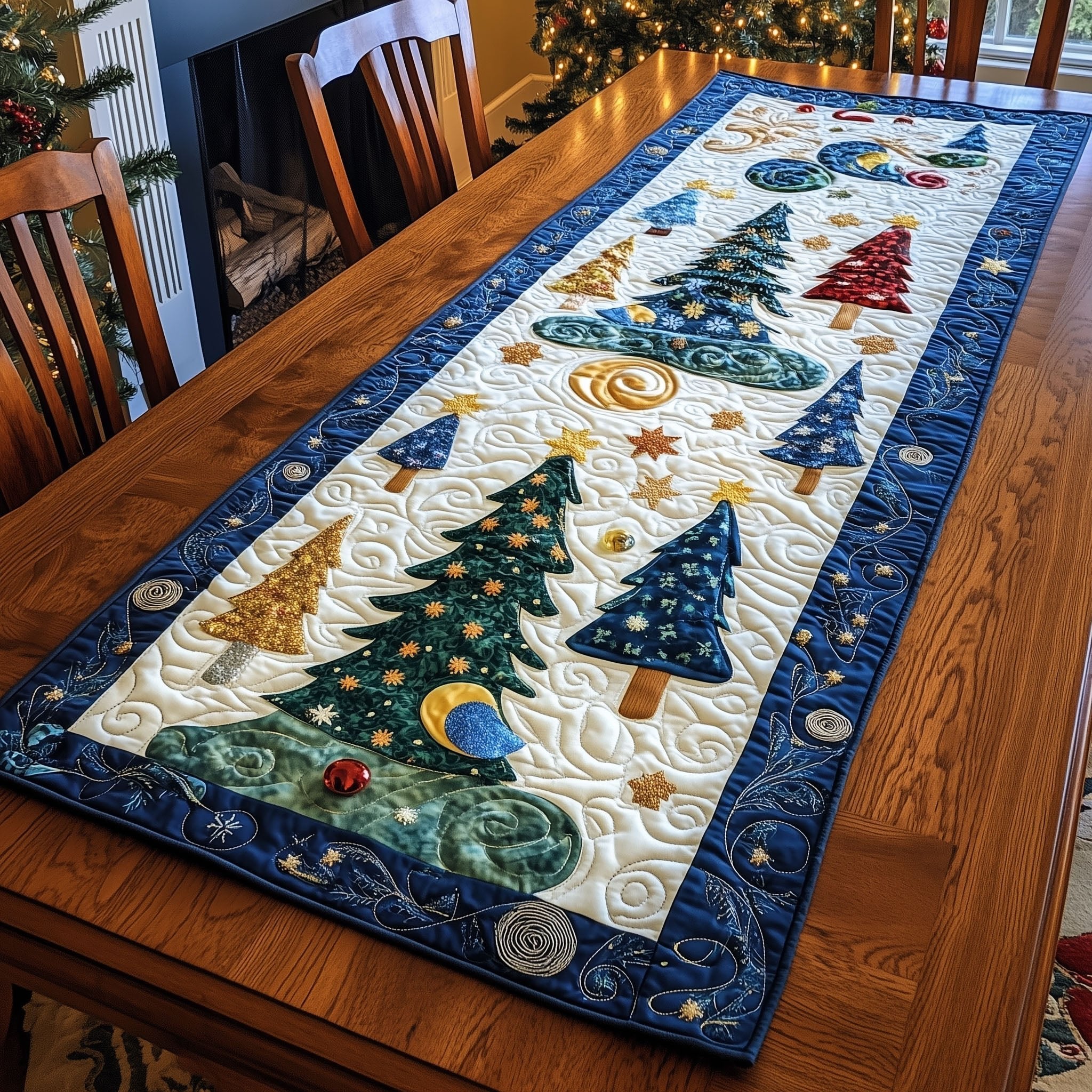 Cozy Christmas Hearth Table Runner