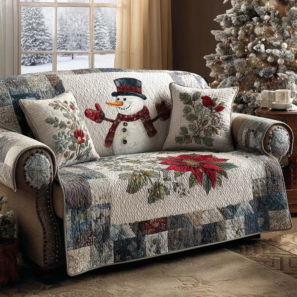 Cozy Forest Snowman Sofa Cover