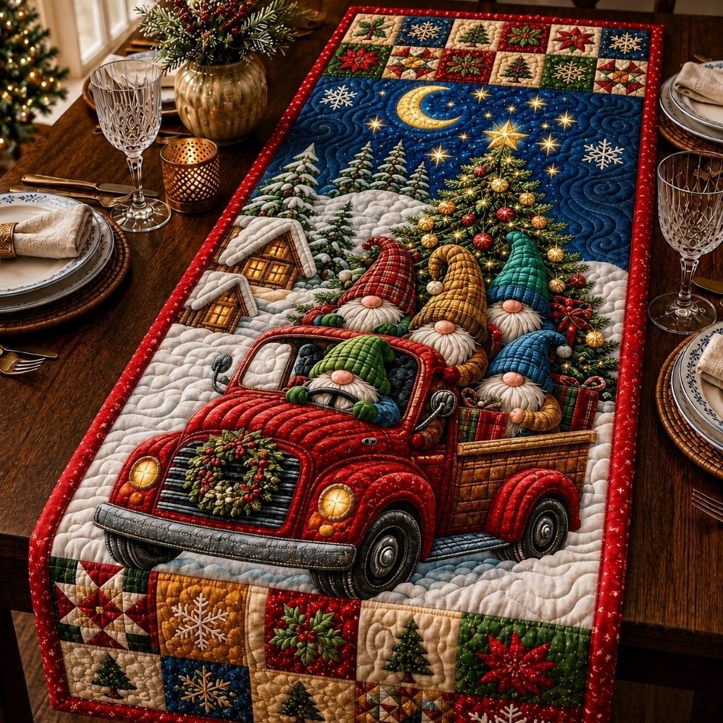 Cozy Gnome Christmas Table Runner