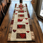Red Hearts in Cream Blocks Table Runner