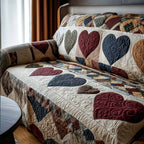 Big Hearts in Navy and Wine Sofa Cover