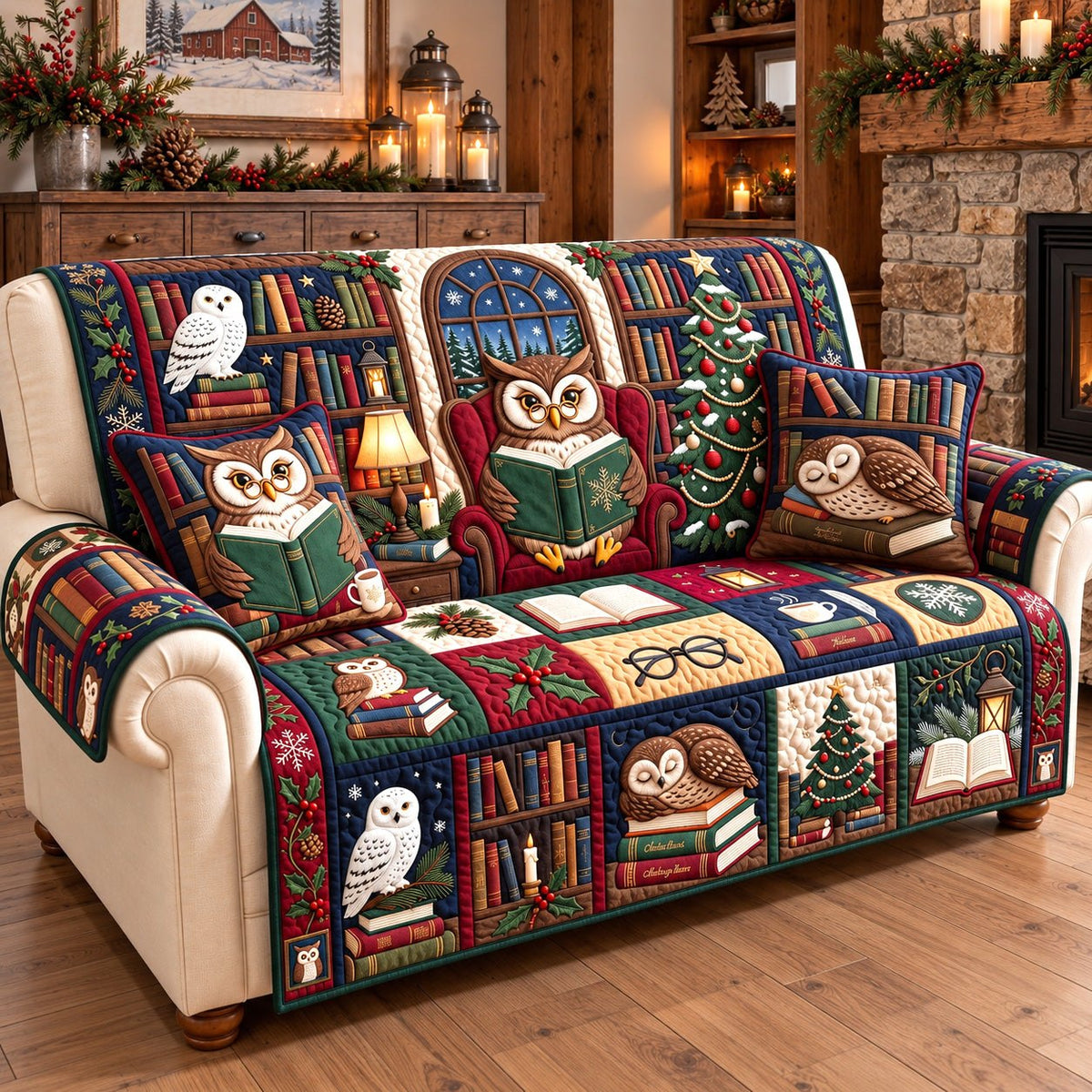 Cozy Owl Library Sofa Cover