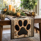 Big Paw Print on Cream Table Runner