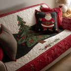 Christmas Tree on Red and Ivory Sofa Cover