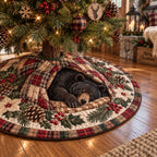 Cozy Plaid Bear Hideaway Christmas Tree Skirt