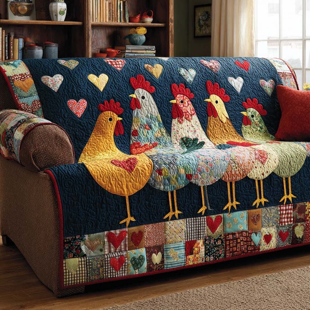 Cozy Rooster Lineup Sofa Cover