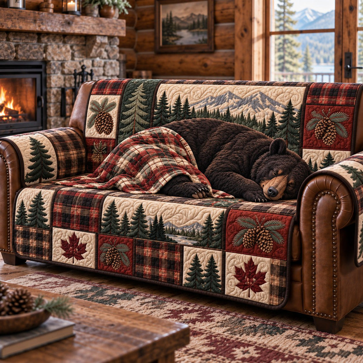 Cozy Sleeping Bear Sofa Cover