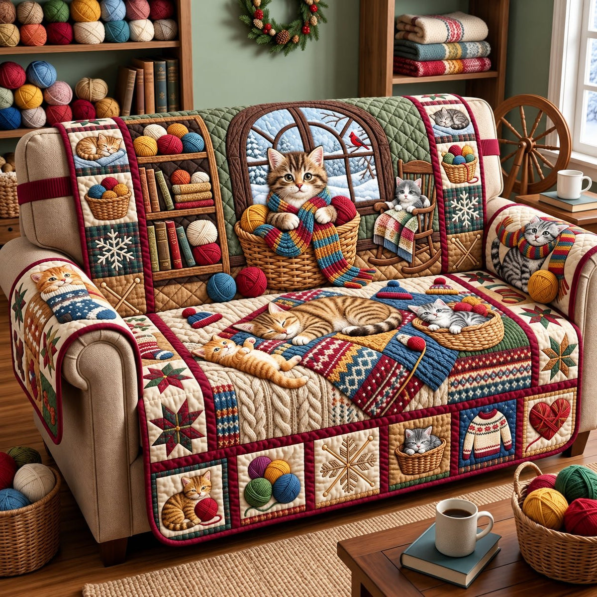 Cozy Yarn Cat Sofa Cover
