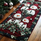 Snowmen with Holly and Berries Table Runner