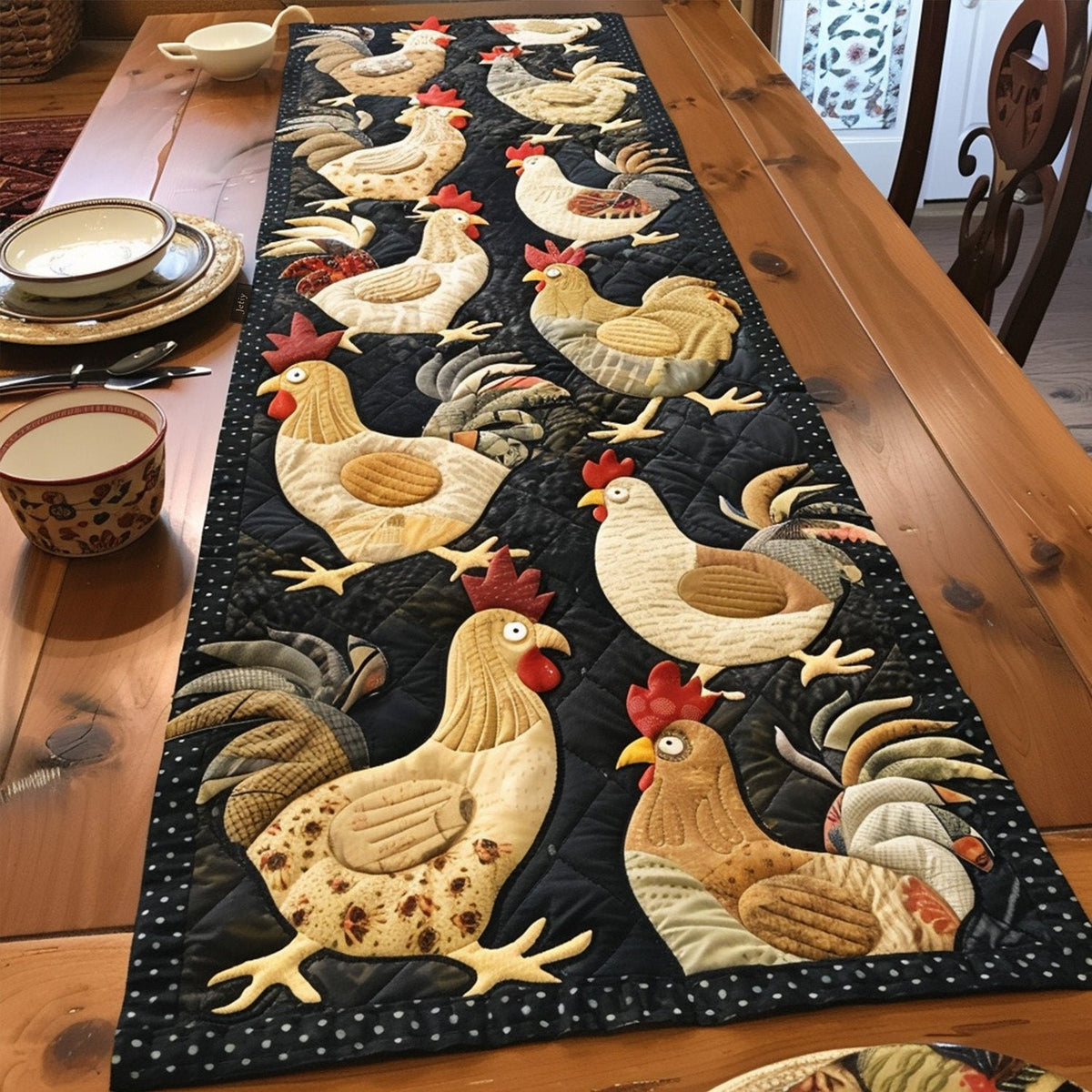 Crazy Poultry Patchwork Table Runner