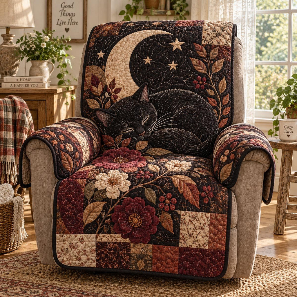 Crescent Moon Black Cat Sofa Cover