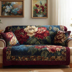 Crimson Bouquet Sofa Cover