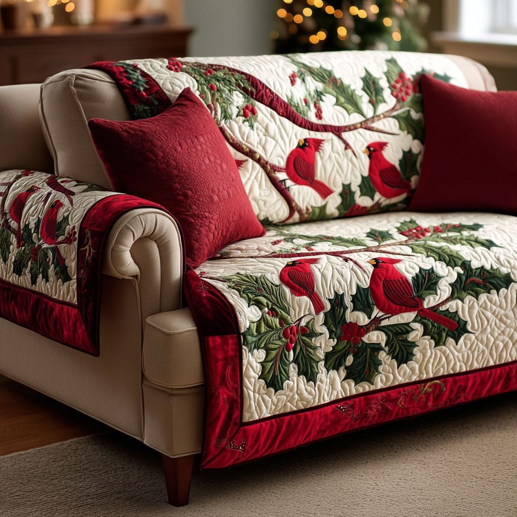 Crimson Cardinals Sofa Cover