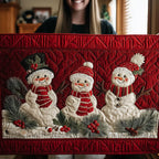 Crimson Cozy Snowmen Table Runner