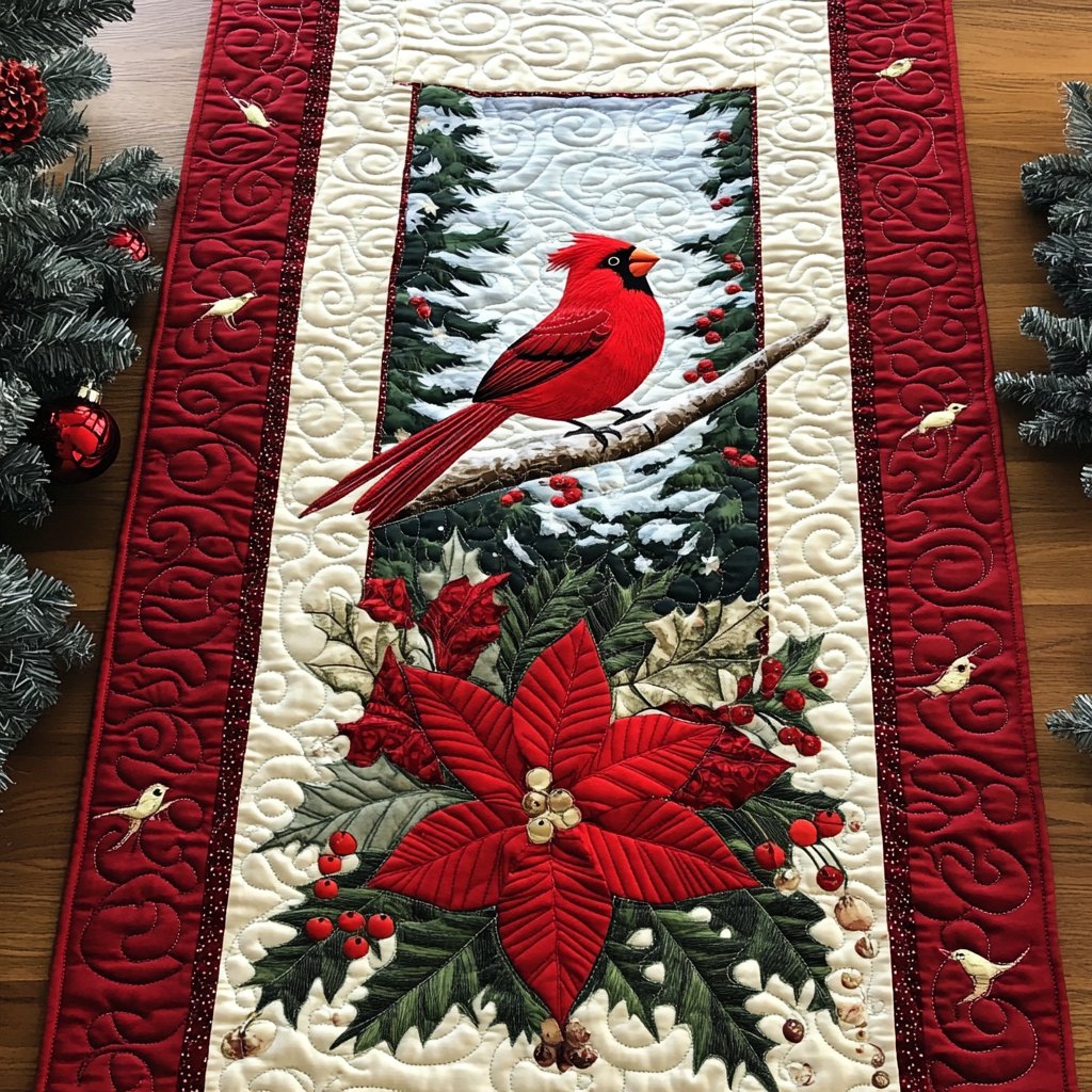 Crimson Feathered Majesty Table Runner