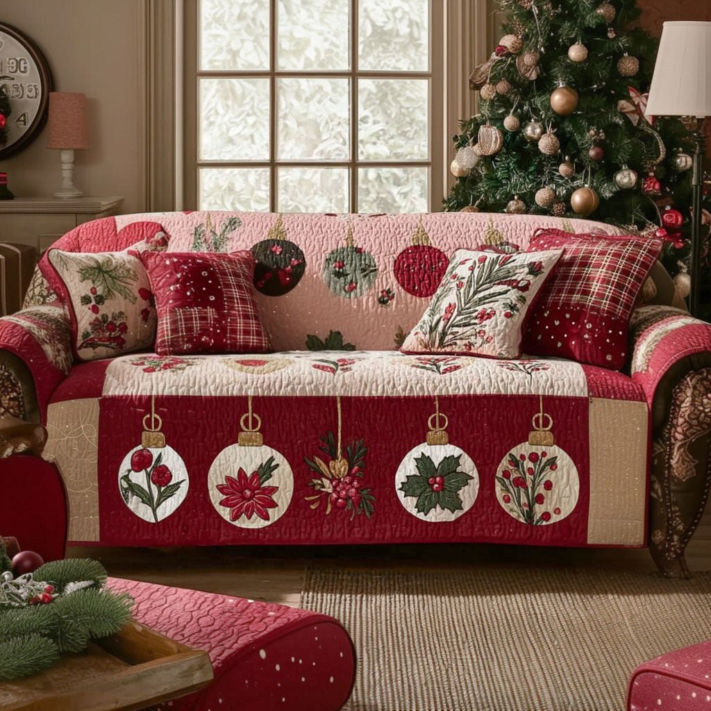 Crimson Holiday Glow Sofa Cover