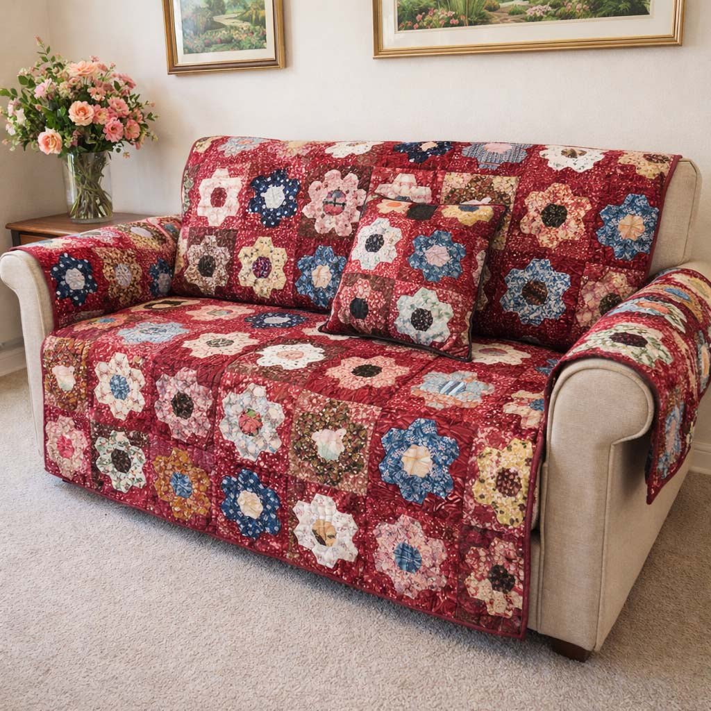 Crimson Meadow Sofa Cover