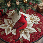 Crimson Poinsettia Grace Christmas Tree Skirt