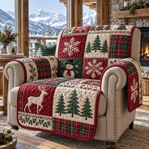 Crimson Reindeer Plaid Sofa Cover - Made to Order