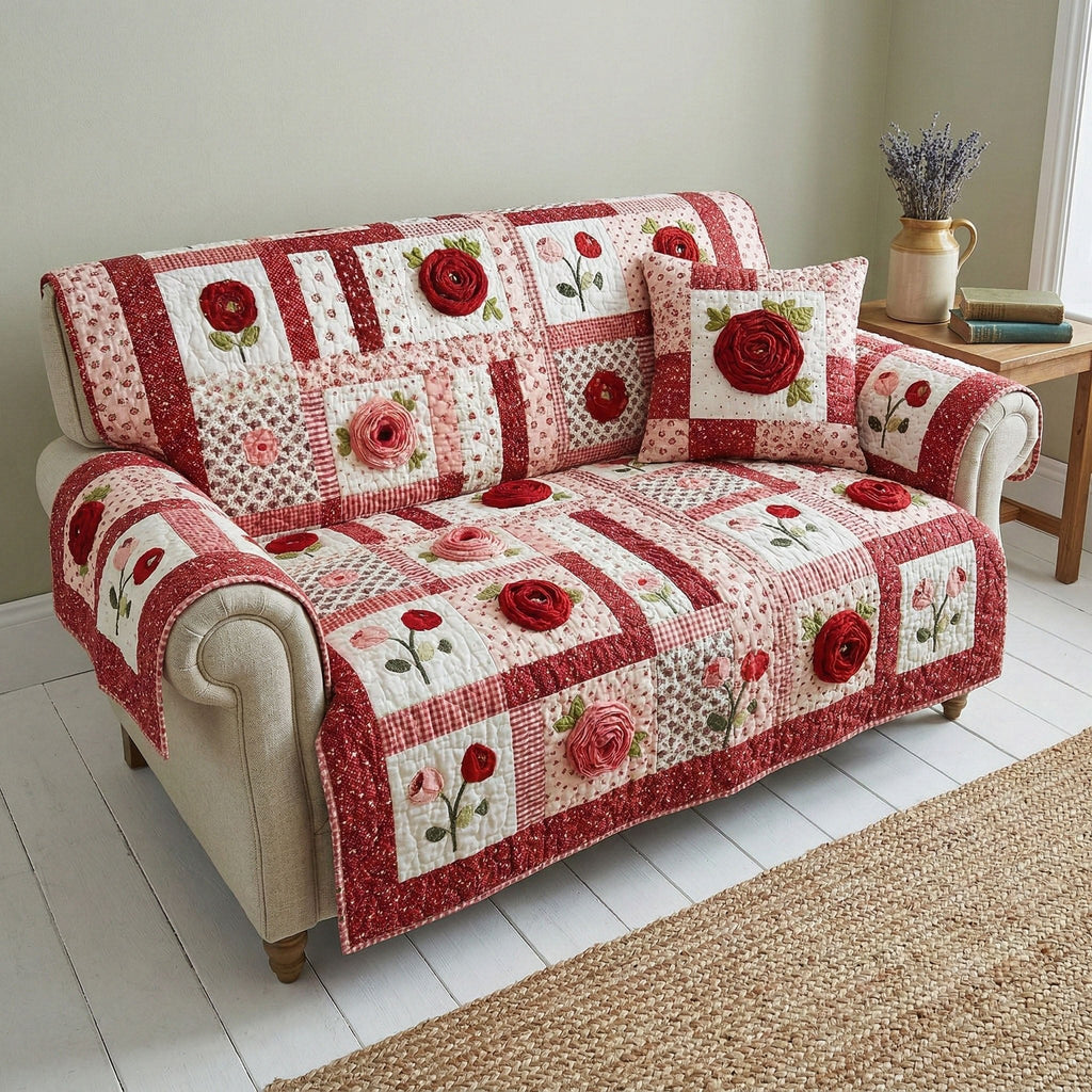 Crimson Rose Heirloom Sofa Cover