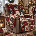 Crimson Snowman Christmas Sofa Cover