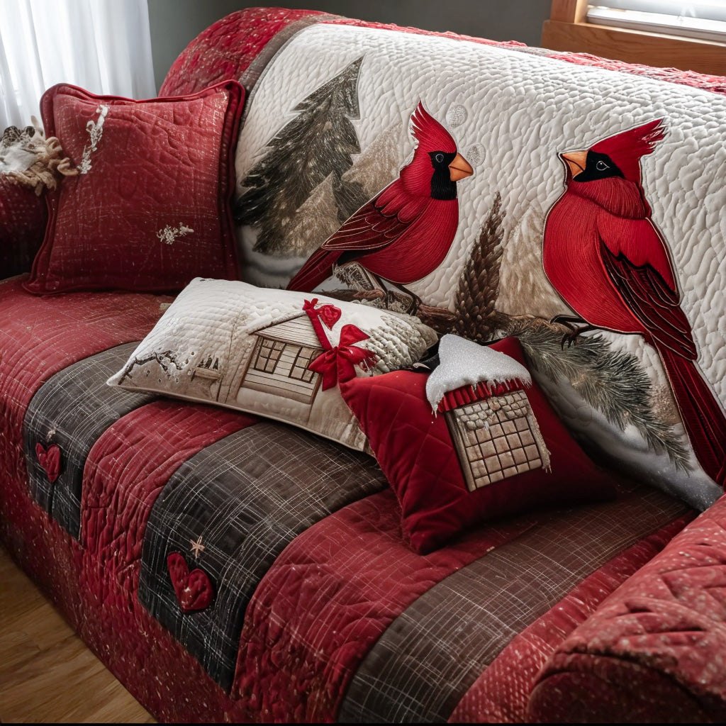 Crimson Winter Magic Sofa Cover