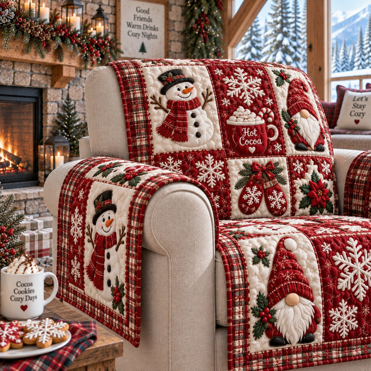 Crimson Yule Magic Sofa Cover
