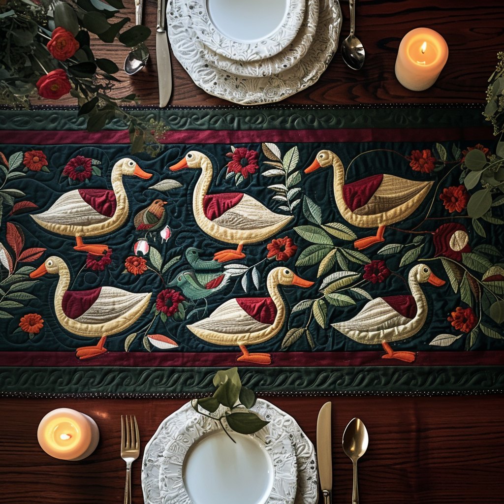 Crimson Duck Swam Table Runner