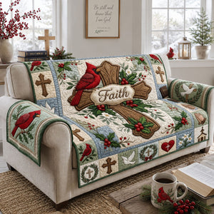 Cross Faith Cardinal Holly Banner Sofa Cover - Made to Order