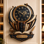 Custom Name Book Globe Wall Clock — personalized with a custom name