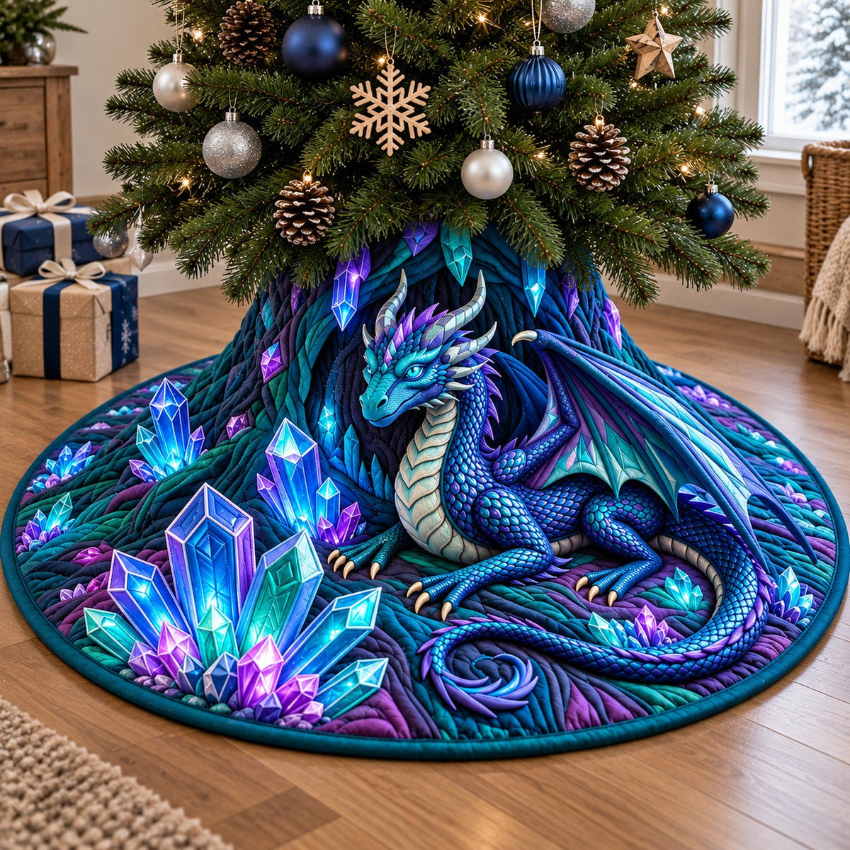 Crystal Cave Dragon Christmas Tree Skirt