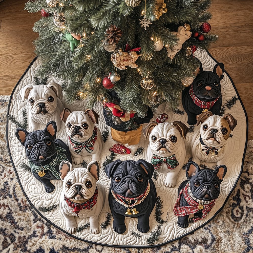 Cute French Bulldog Christmas Tree Skirt