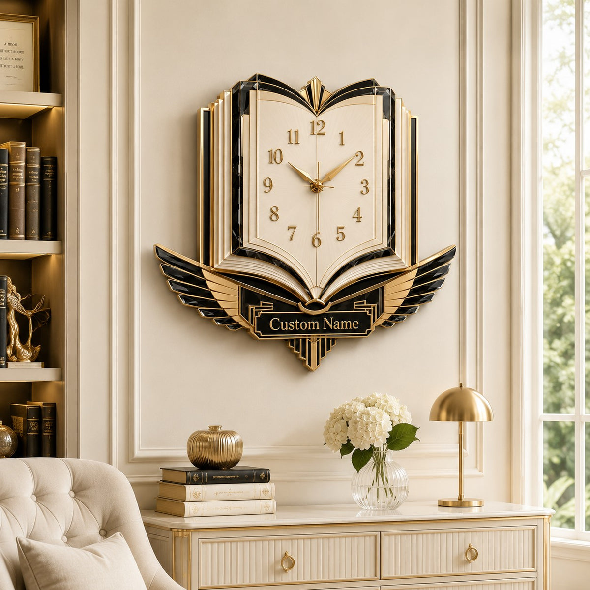 Personalized Open Book Wall Clock — personalized with a custom name
