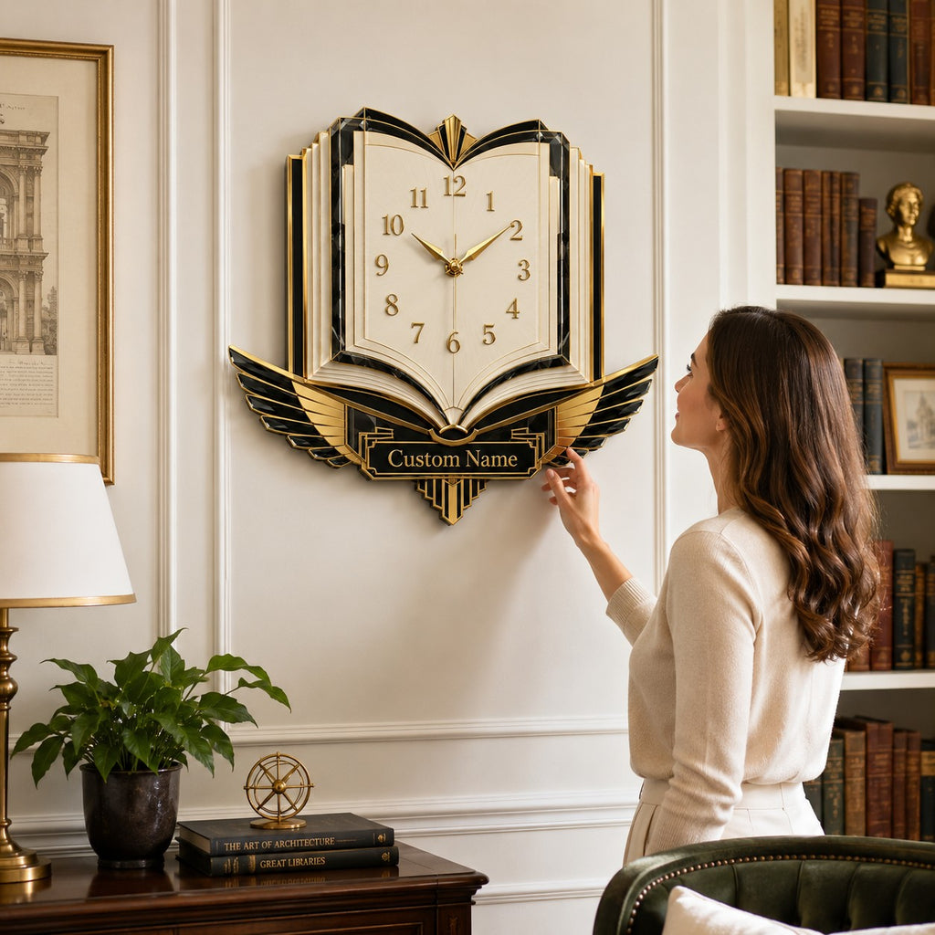 Personalized Open Book Wall Clock — personalized with a custom name