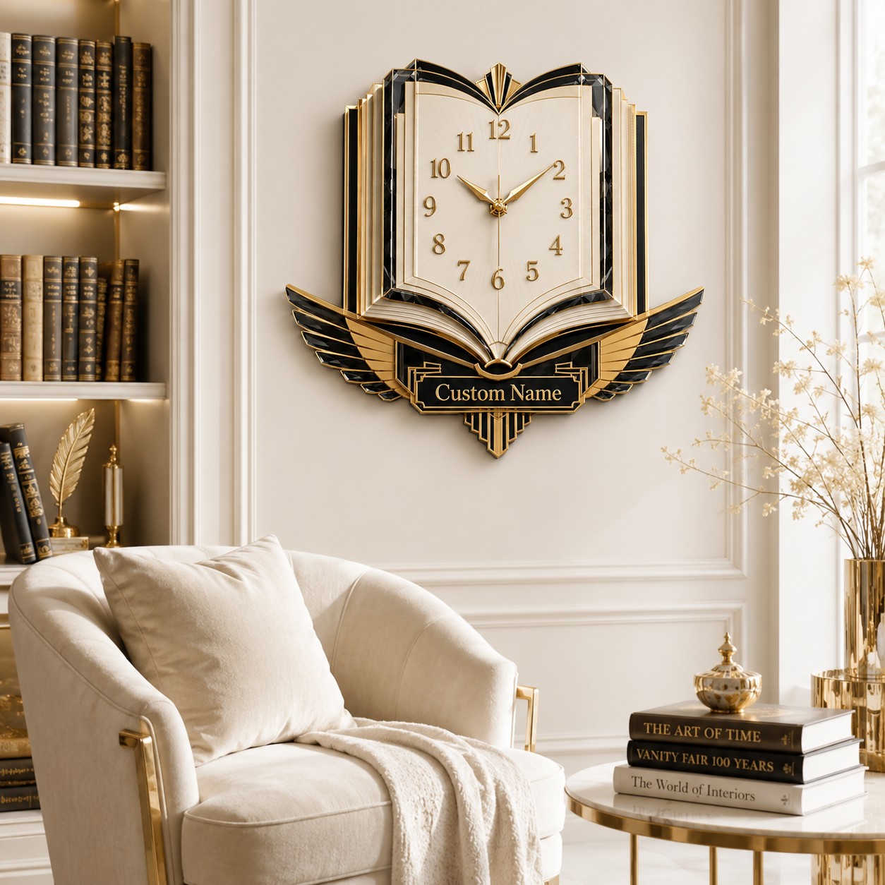 Personalized Open Book Wall Clock — personalized with a custom name
