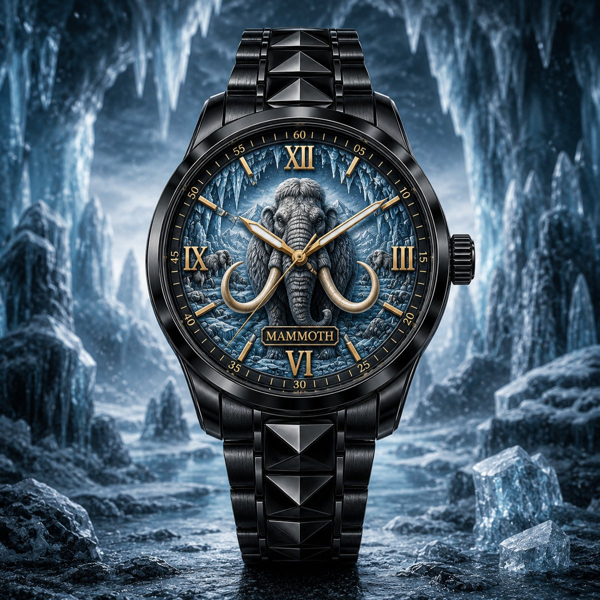 Personalized Mammoth Watch with a custom name set into the design