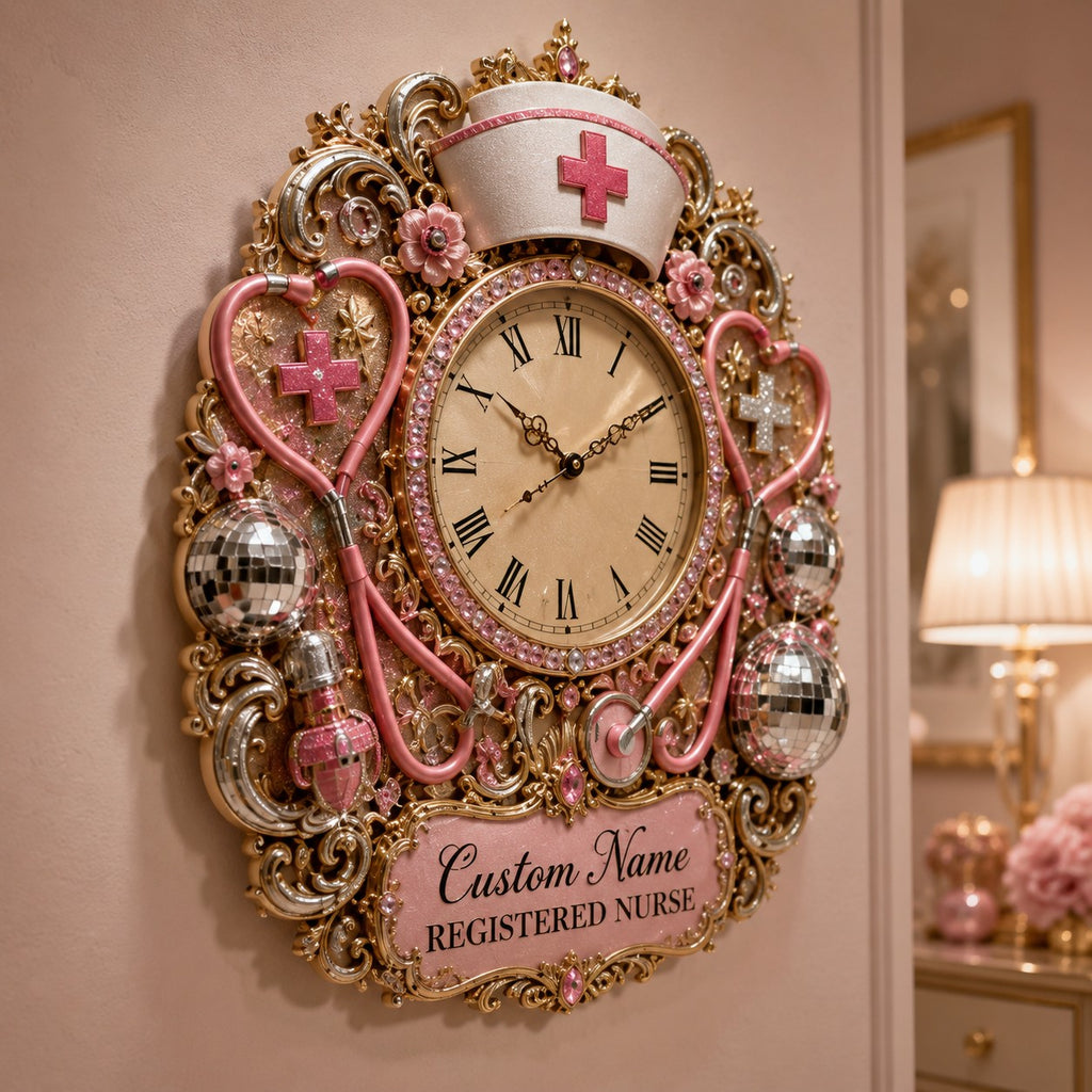 Nurse Appreciation Custom Name Wall Clock — personalized with a custom name