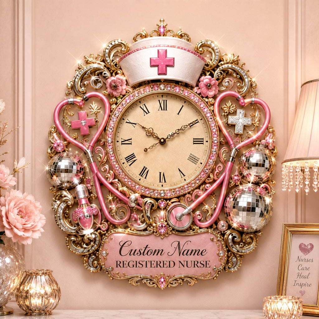Nurse Appreciation Custom Name Wall Clock — personalized with a custom name